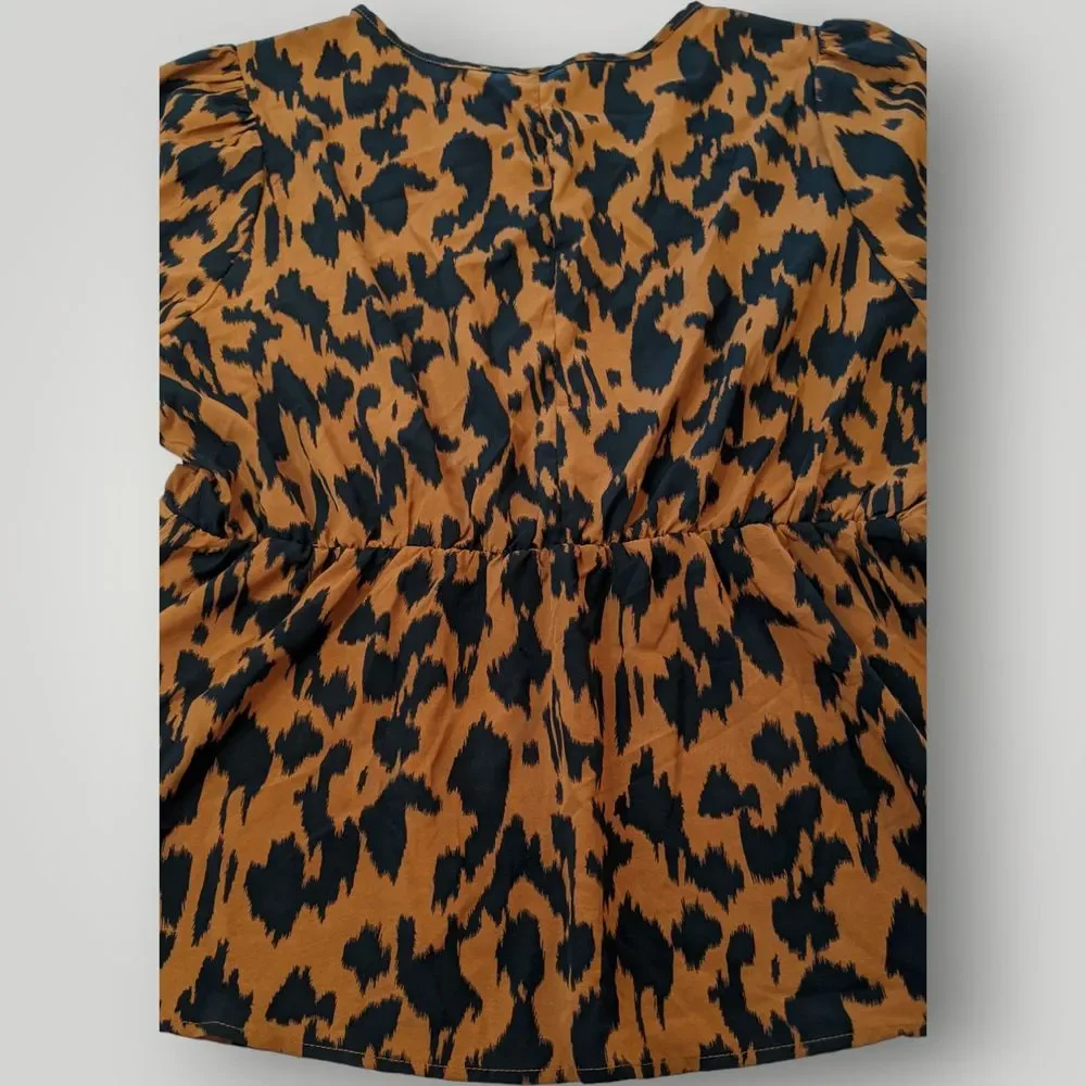 Shein CURVE Women's PLUS 3XL Leopard Print STRETCH Lightweight Blouse Top - Picture 12 of 13